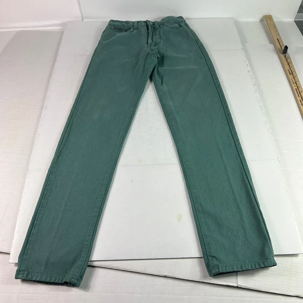 VTG Calvin Klein Jean's Juniors 26x31* Straight Green Faded Denim USA Made Tag 3